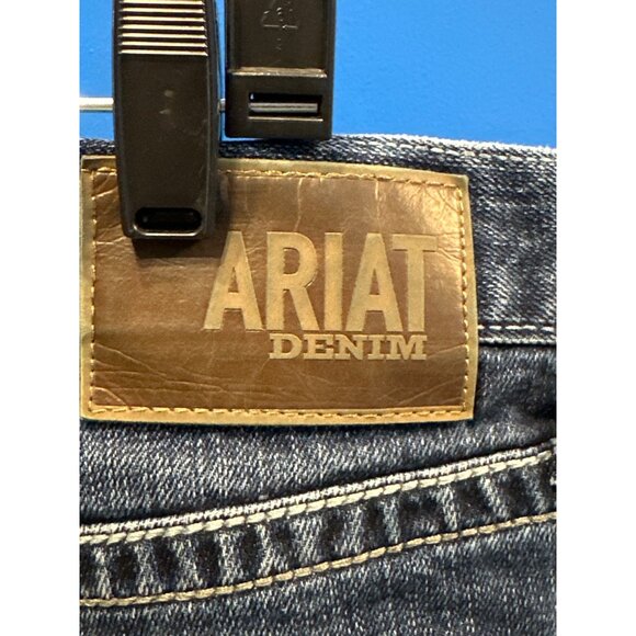 Ariat Denim Relaxed Boot Cut Mens Jeans 34/36 Heavy Stitching Distressed Style - Picture 5 of 7